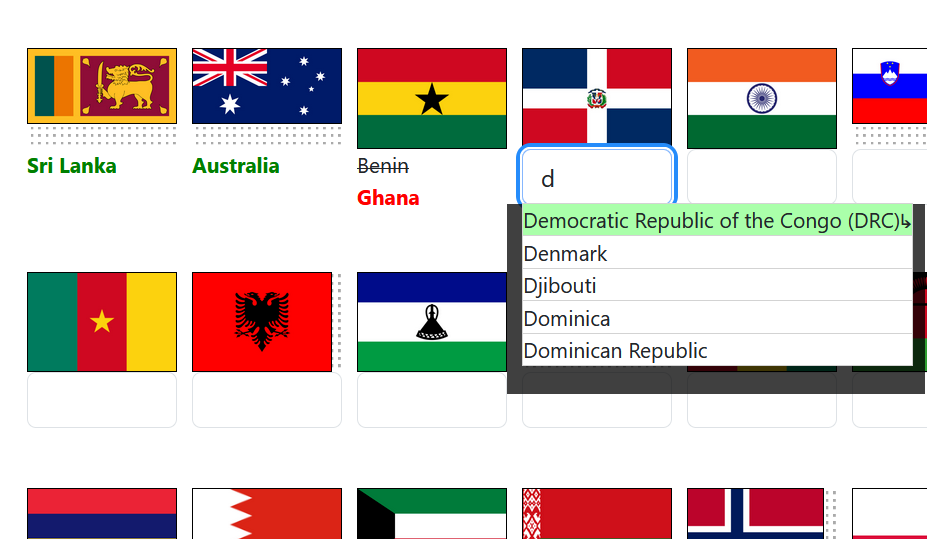 Flag guessing game